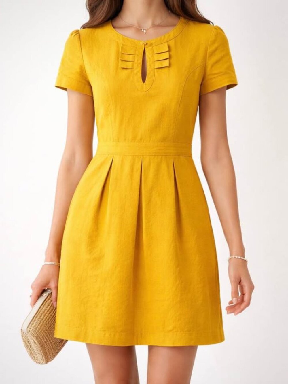 Tulle Vintage Inspired Bold Rich Yellow Short Sleeve Statement Dress [size M]